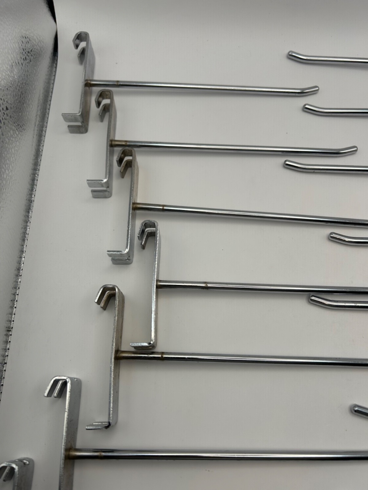 14 Chrome Retail Display Hooks Grid Wall Wire Panel Store Fixture Hook Hangers