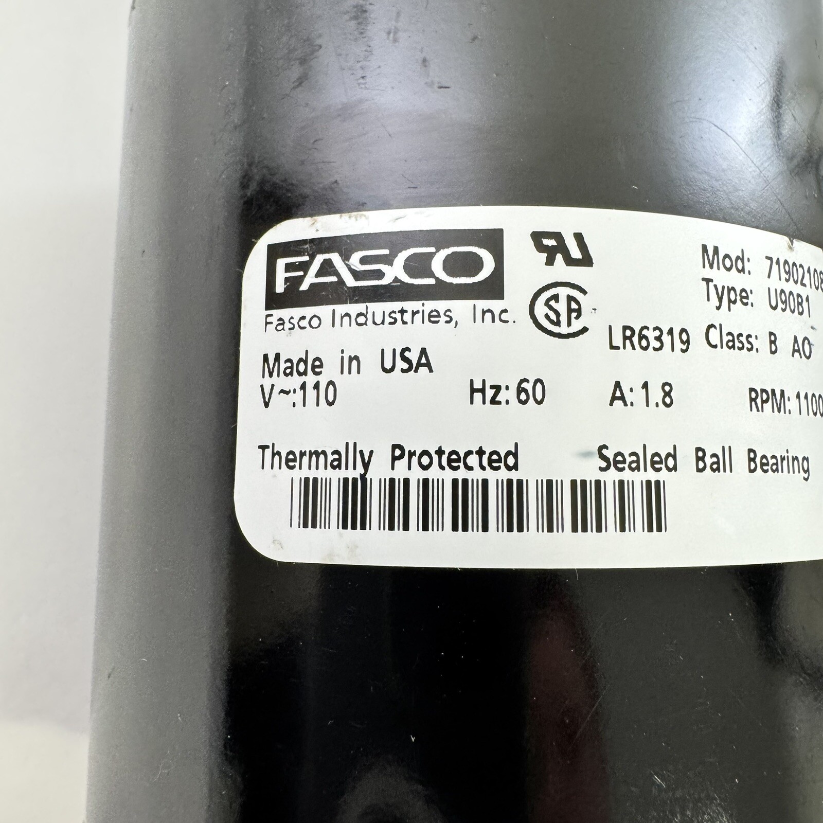 Fasco Type U90B1 Motor Fan 71902108 1.8 Amp 1100 RPM New Old Stock