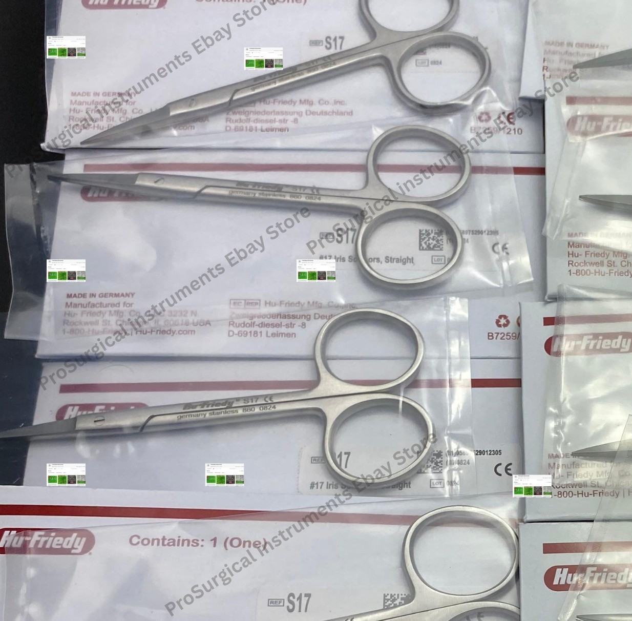 Hu-Friedy Iris Straight S17 Scissors 4.5″ German Stainless Steel Lot of 9x