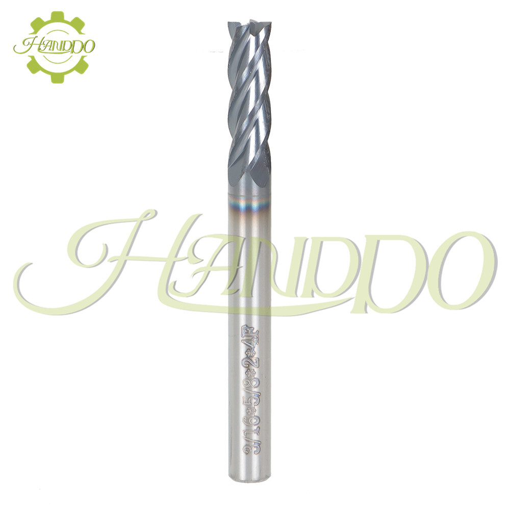 5 Pcs 3/16″ 4 Flute 2″ Overall Length Regular Carbide End Mill – TiALN COATED