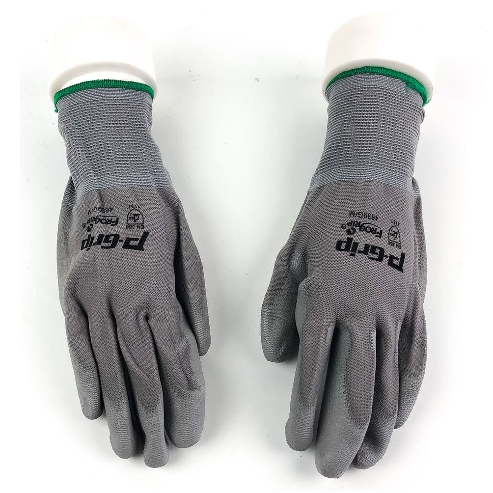 LIBERTY SP4639G P-GRIP WORK GLOVES GRAY PU POLYURETHANE PALM 144 PAIRS / 1 CASE