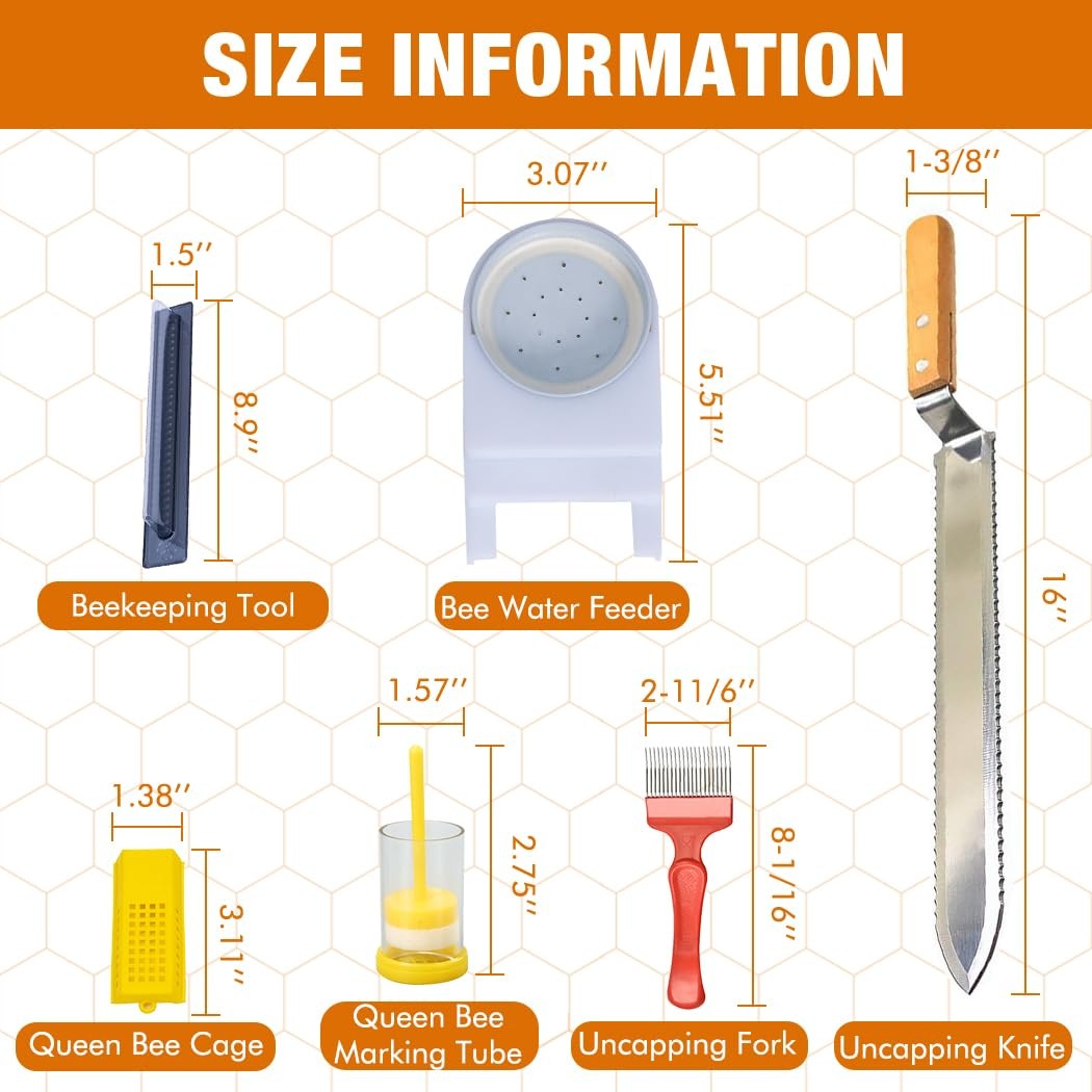 14 Pcs Beekeeping Tools w/ Bee Smoker,Beekeeping Supplies Bee Hives Starter Kit