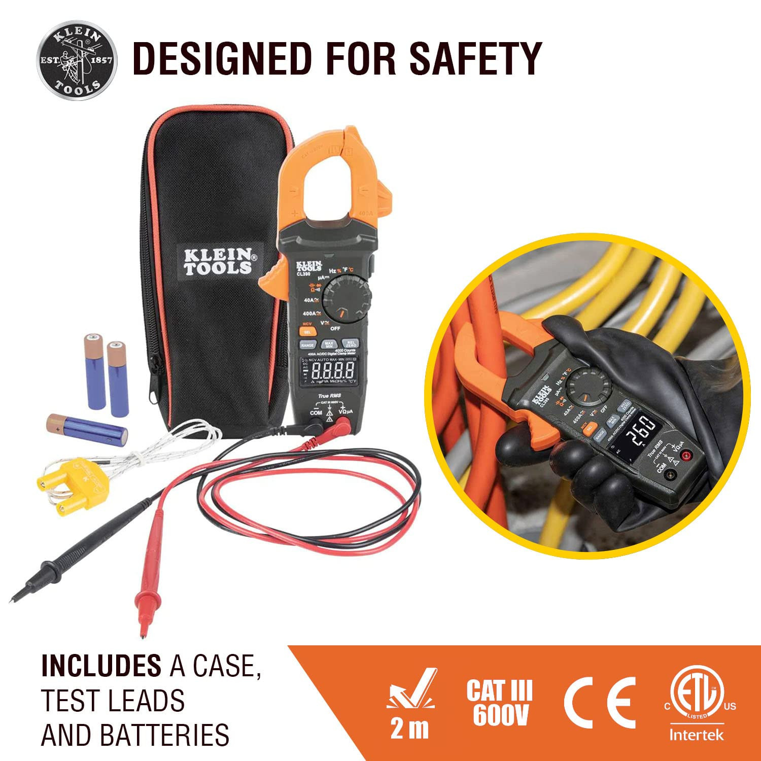 CL390 Digital Clamp Meter & RT210 Outlet Tester, Receptacle Tester for Gfci/Stan