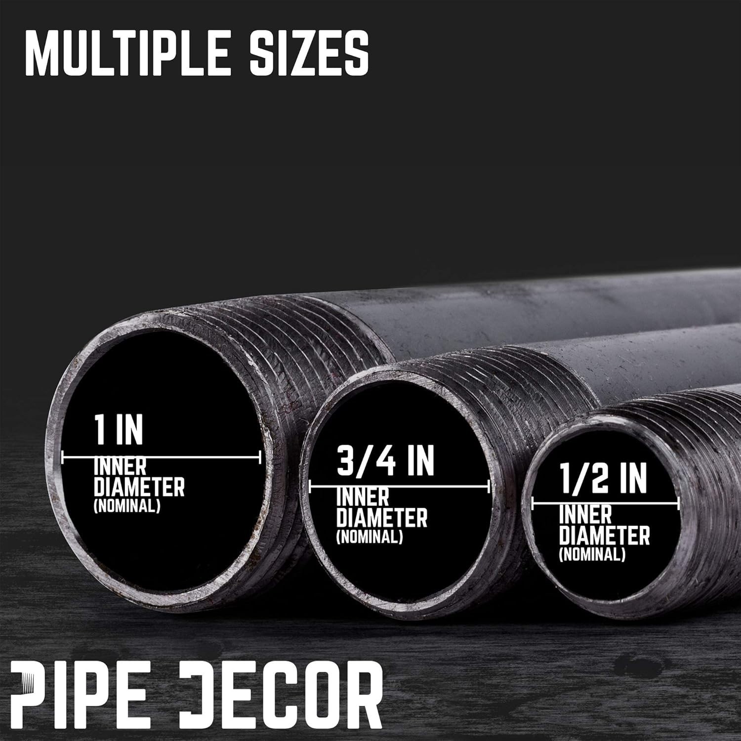 3/4″ x 16″ Malleable Iron Pipe 4 Pack for DIY Industrial Furniture Projects