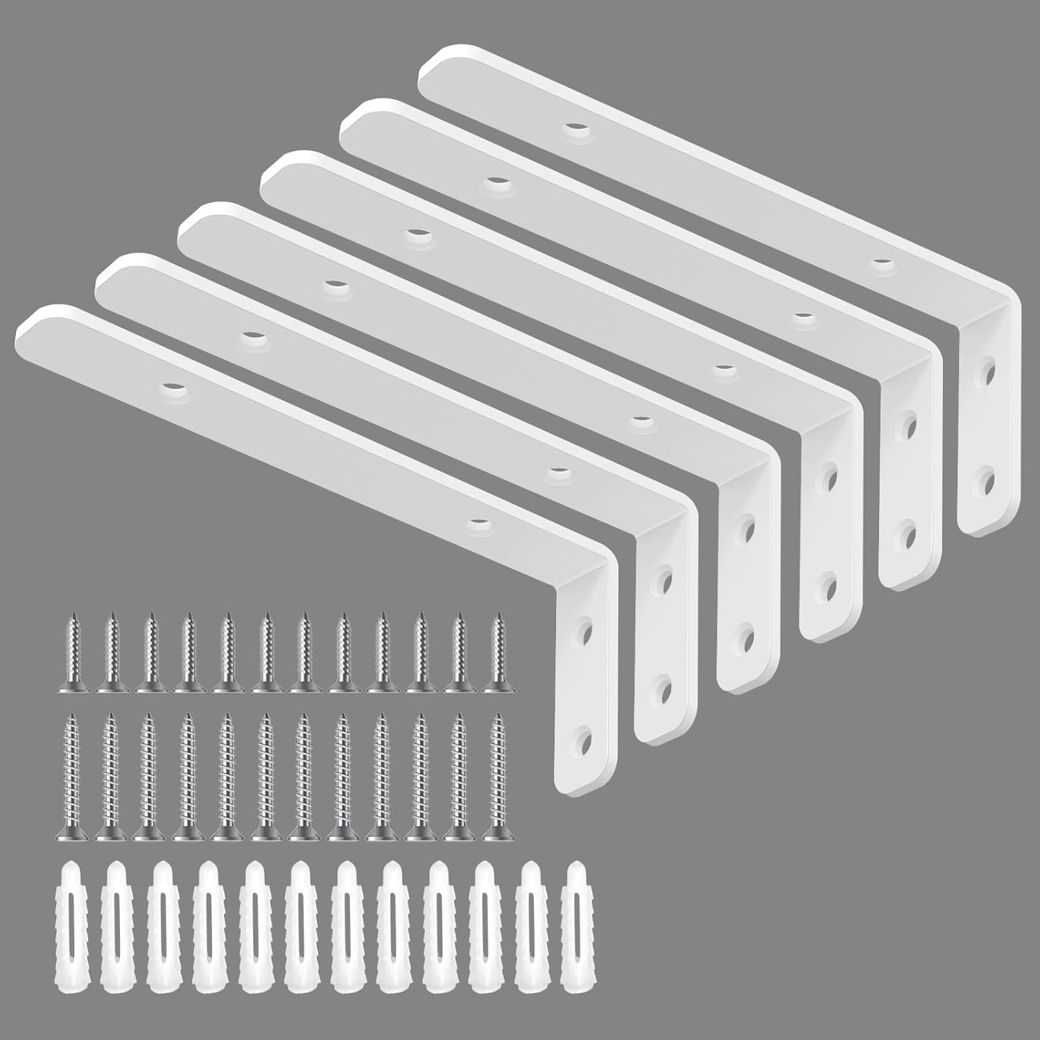 6PCS White L Bracket 5×2 Shelf Support Corner Brace 42lb Heavy Duty