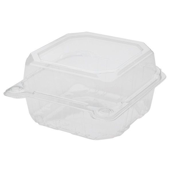 Karat 6”x6” PET Plastic Hinged Containers – 500 pcs, FP-HC66PET-1C