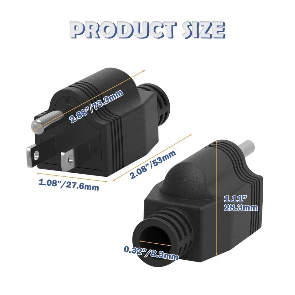 3PCS Electrical Replacement Plug 3 Prong Male Plug End Extension Cord Replacemen