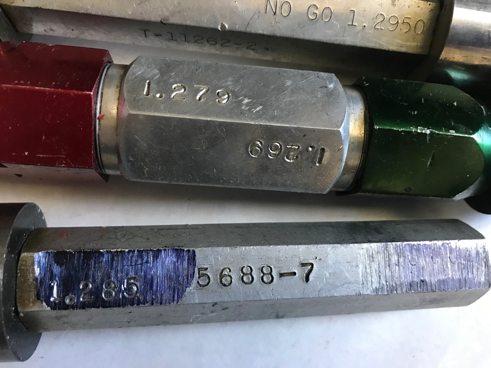 lot 3 THE PIPE MACHINERY GO NO GO PLUG GAGE 1.269 1.279 1.2900 1.2950 1.285,AD
