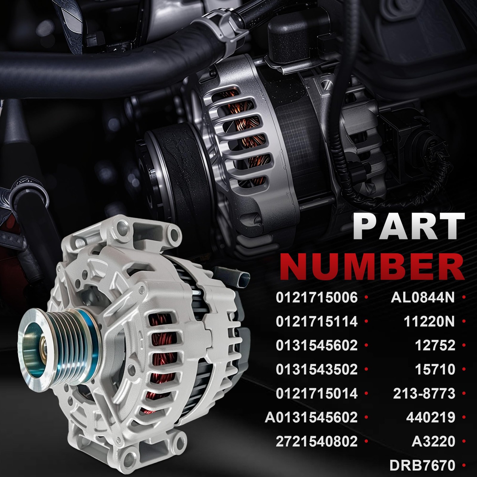 Alternator 12V 180A CW 6-Groove 11220N 15710 GL550 CLS550 ML350 E350 S550 CL550