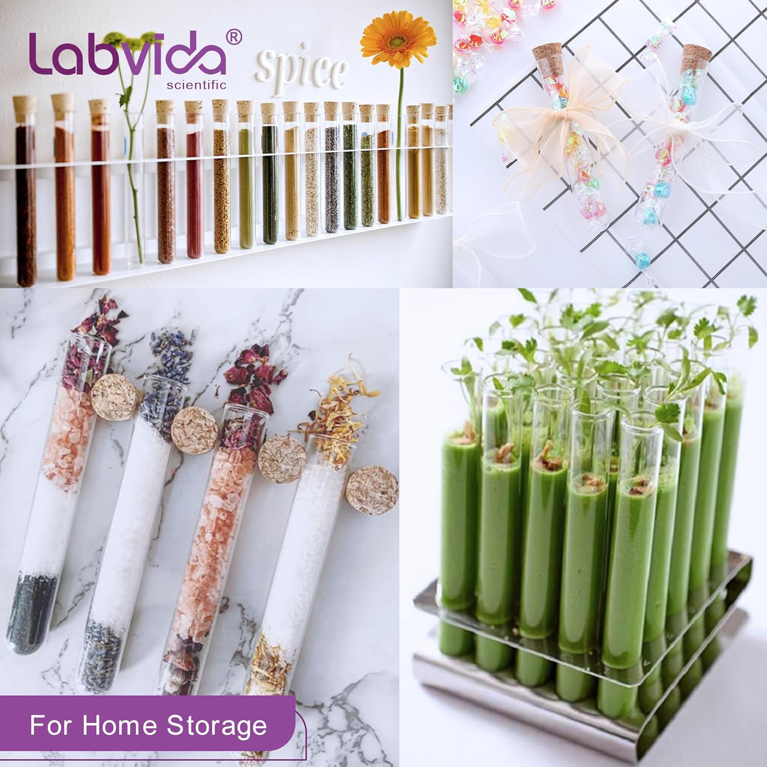 Glass Test Tubes for Plants 25X150Mm Vol. 50Ml Shot Glasses with Cork Stoppers