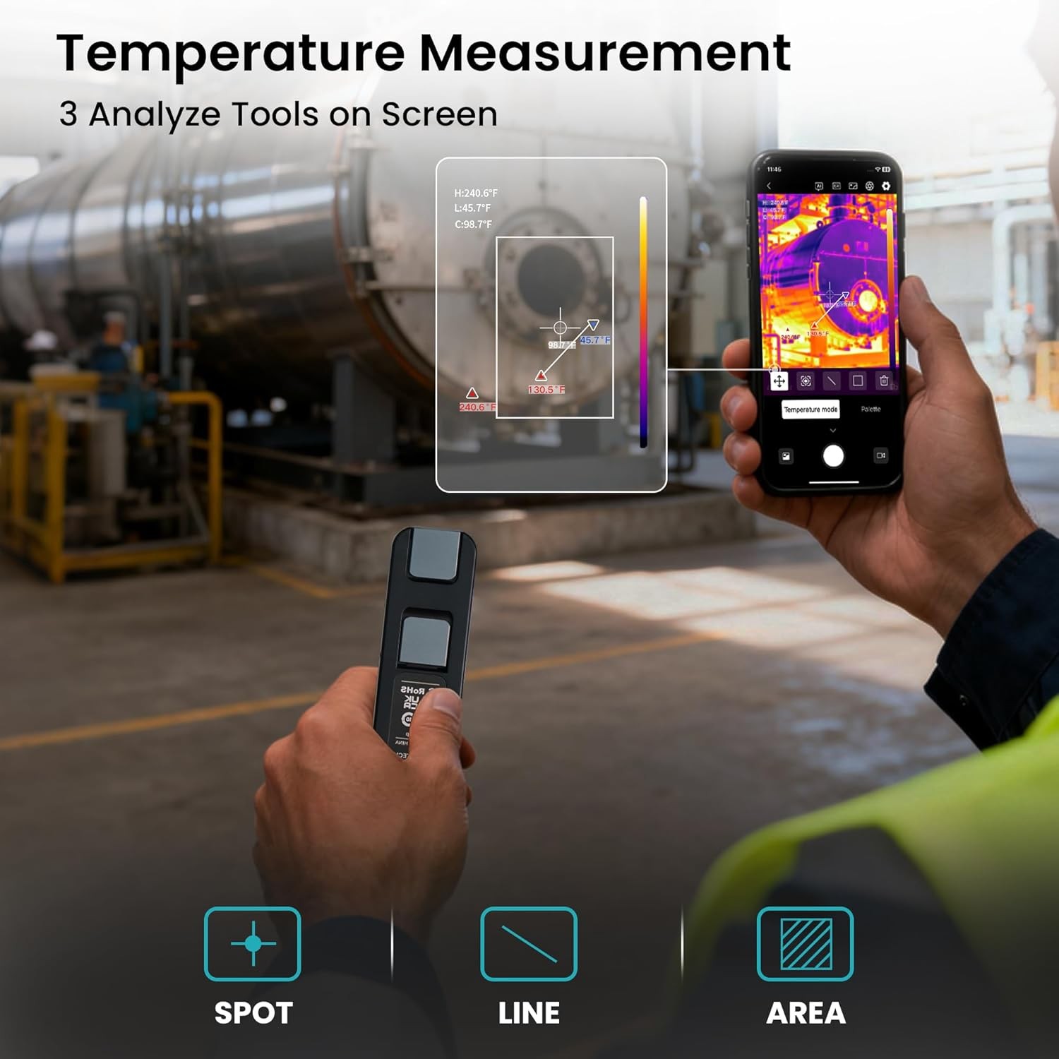 Wireless Thermal Imaging Camera 512×384 TISR Resolution for Android & iOS Phone