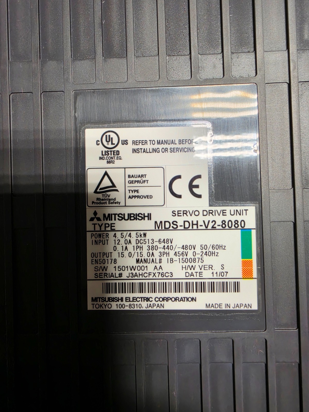 MITSUBISHI MDS-DH-V2-8080 SERVO DRIVE 4.5KW 12.0A