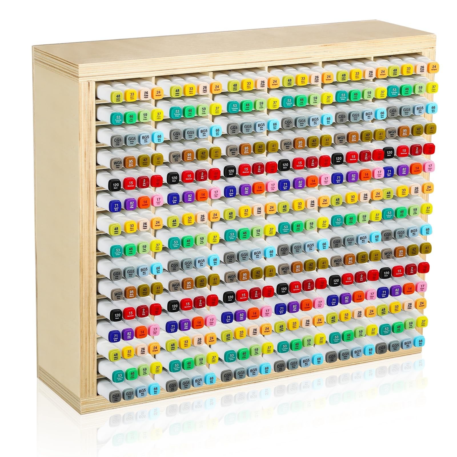 Wooden Marker Organizer 360 Capacity 18.11×15.59×5.12in – Art Supply Storage