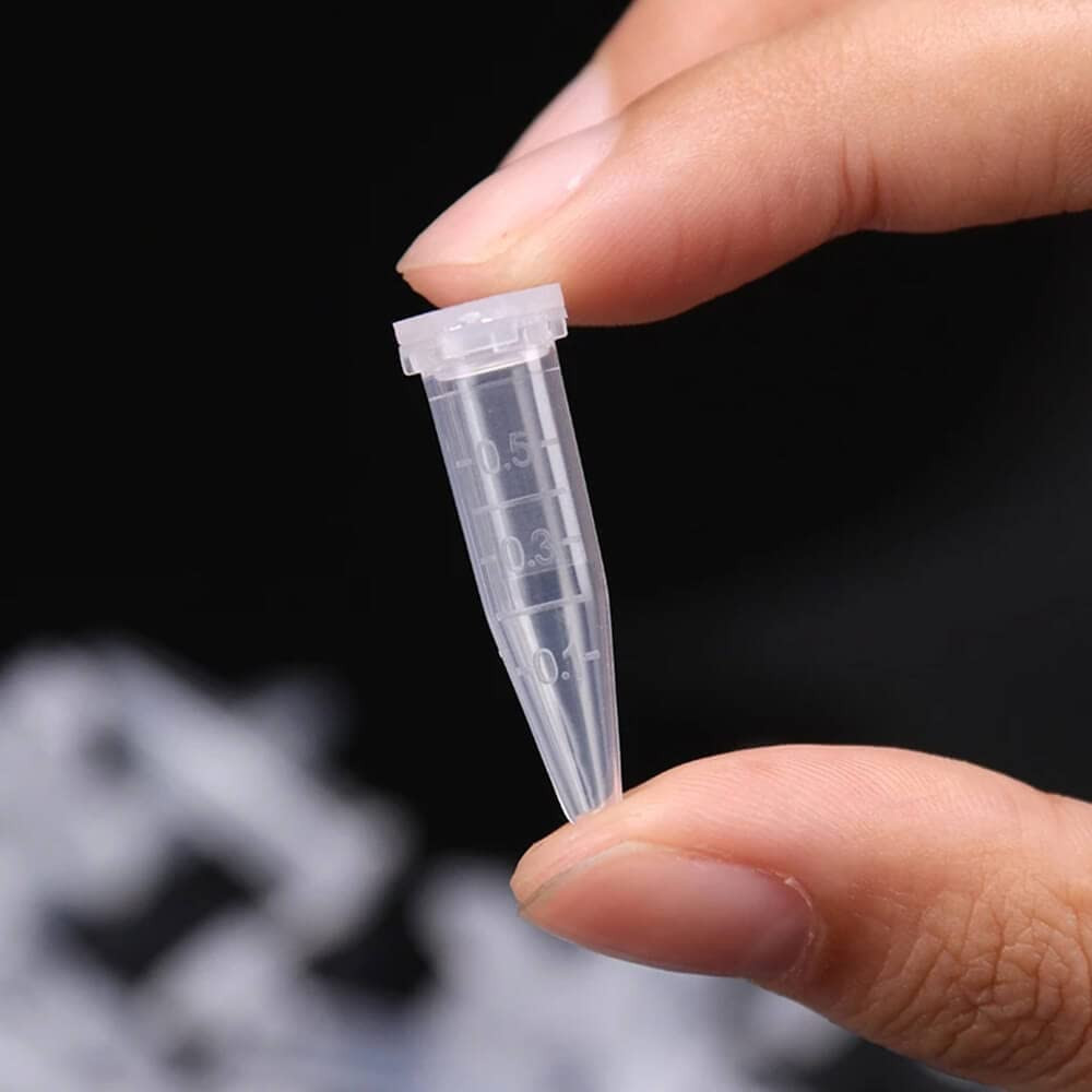 0.5ml Microcentrifuge Tubes 1000pcs, EO Sterilized Plastic Small Vials with Caps