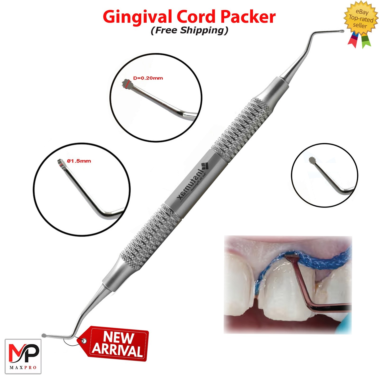 INSTUMAX Professional Double-Ended Gingival Cord Packer – Dental Instrument