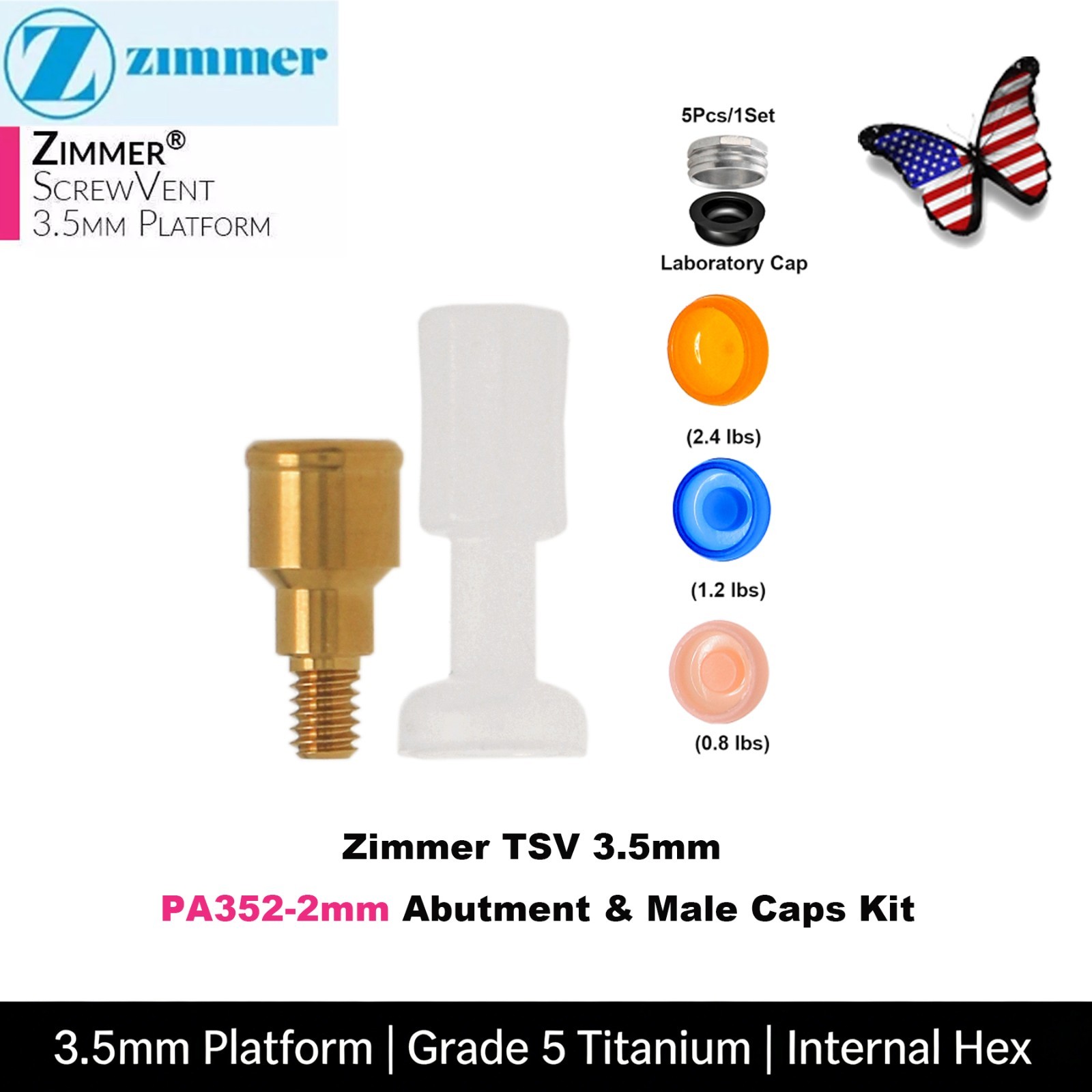 Locator Abutment 1–5mm for Zimmer TSV 3.5/4.5 Compatible MIS Adin Male Caps Tool