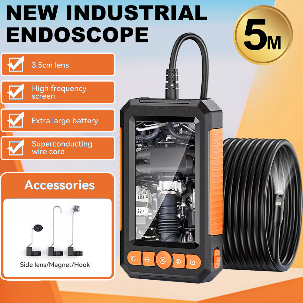 IP67 Rated Snake Camera Dual Lens 5m Wire On-Screen Drain Detection Endoscope