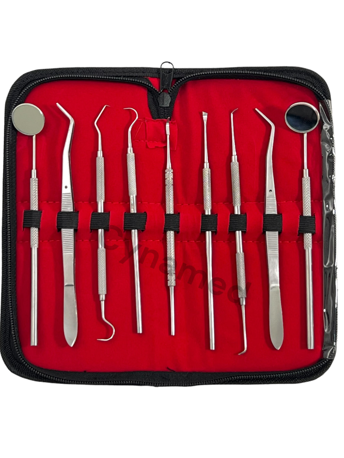GERMAN Dental Scaler Pick Stainless Steel Tools with Inspection Mirror Set 9 PCS