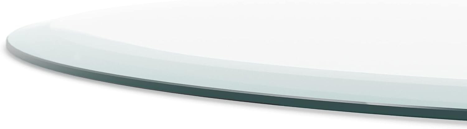 The Better Bevel 12″ Round Tempered Glass Table Top, Beveled Edge