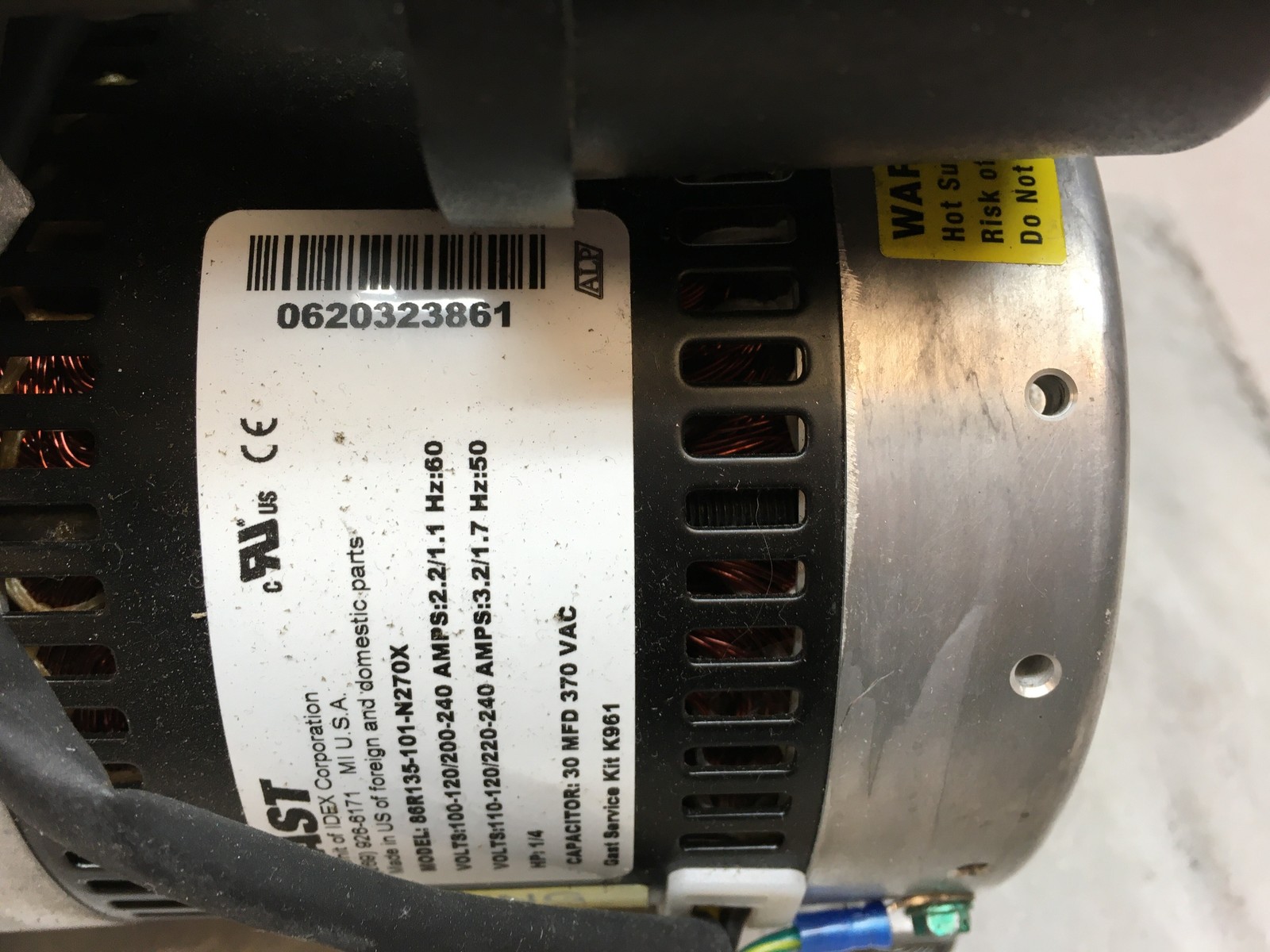 Gast 86R135-101-N270X Rocking Piston Single Oil-less Compressor/Pump