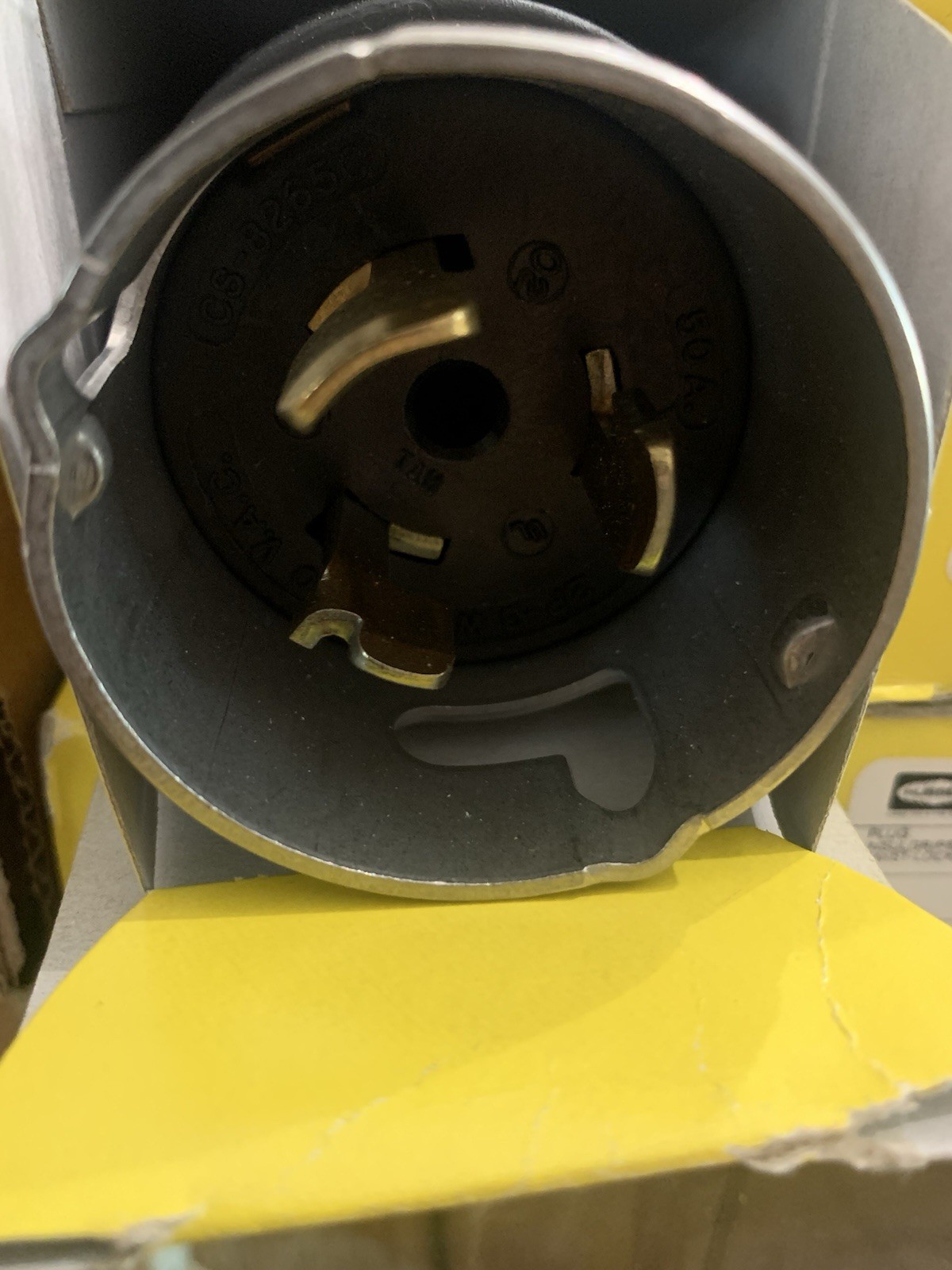 Hubbell CS8265C 50A 250V, 2-Pole 3-Wire, Grounding, Non-NEMA Male Locking Plug