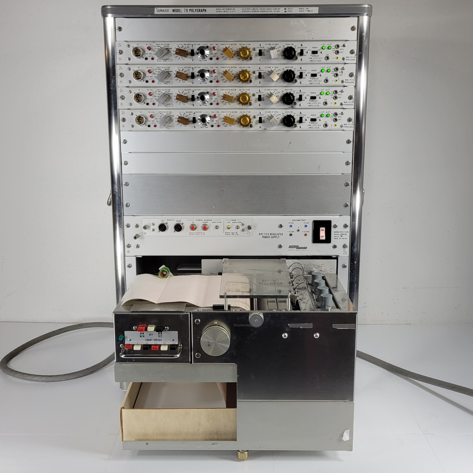 Tested Vintage Grass 79F Polygraph 4-Channel w/RPS 7C8 Regulator And 79W8G Chart