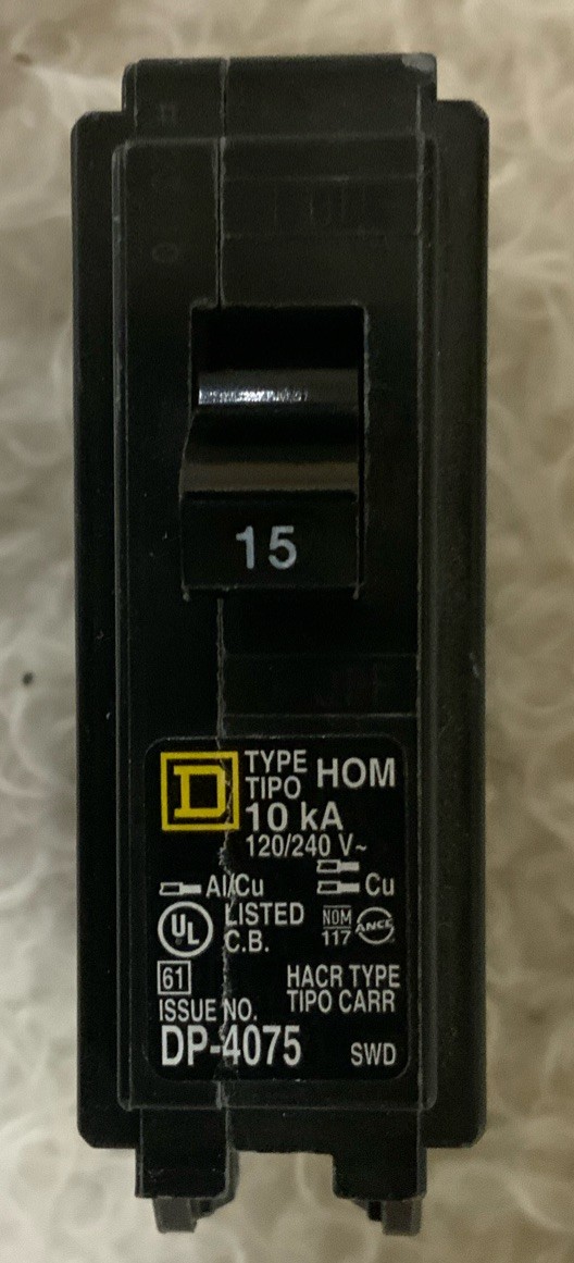Homeline HOM115DF 15 Amp 1 Pole 120V AC Plug in Dual Function GFCI AFCI Breaker