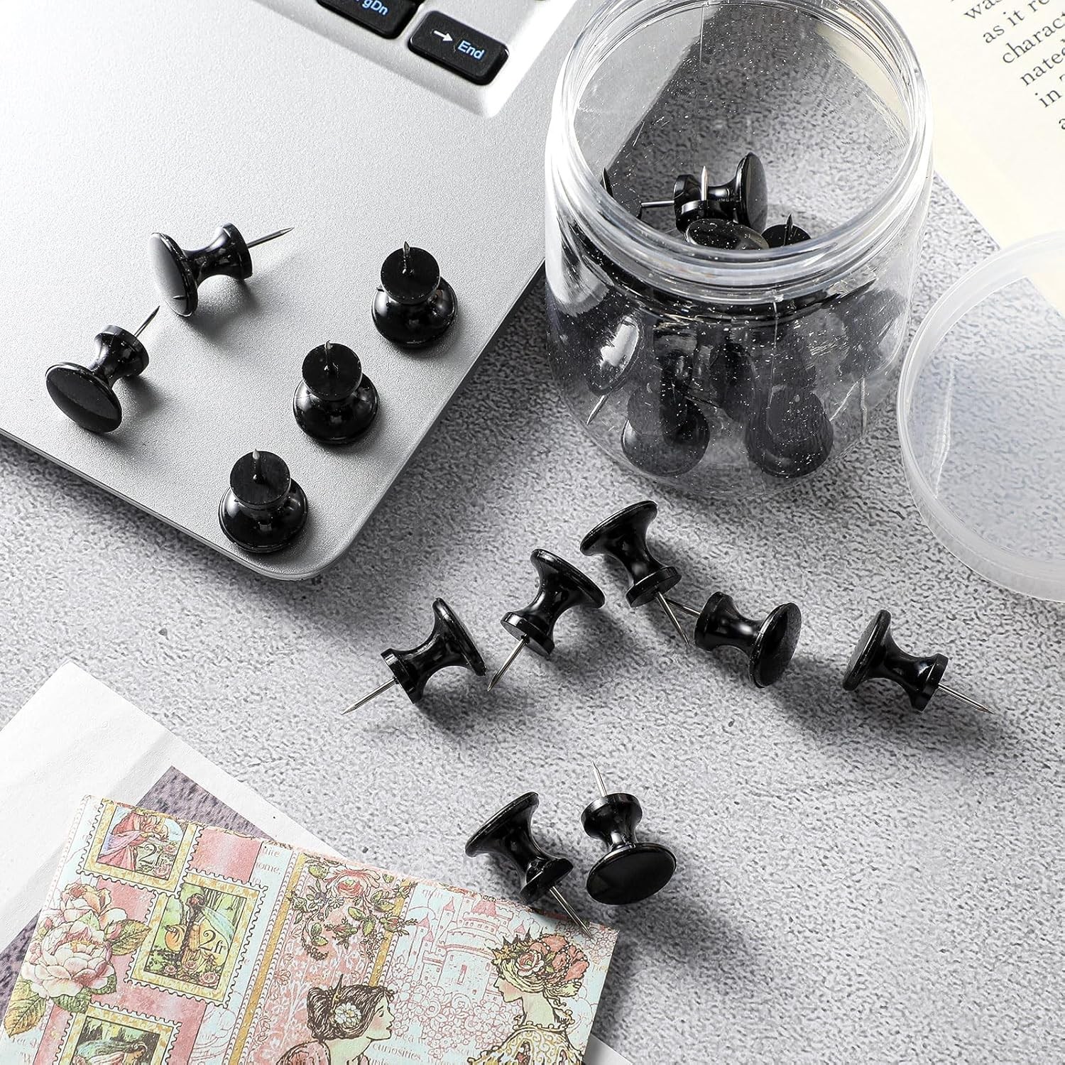 60 Pcs Giant Push Pins Large Thumb Tacks Jumbo Tacks 1 Inch Plastic Heads Pins f