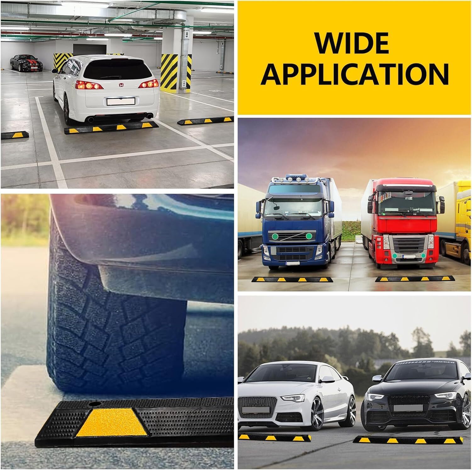 2 Pack Curb Parking Garage Floor Stopper 72″ Heavy Duty Rubber Parking Curb
