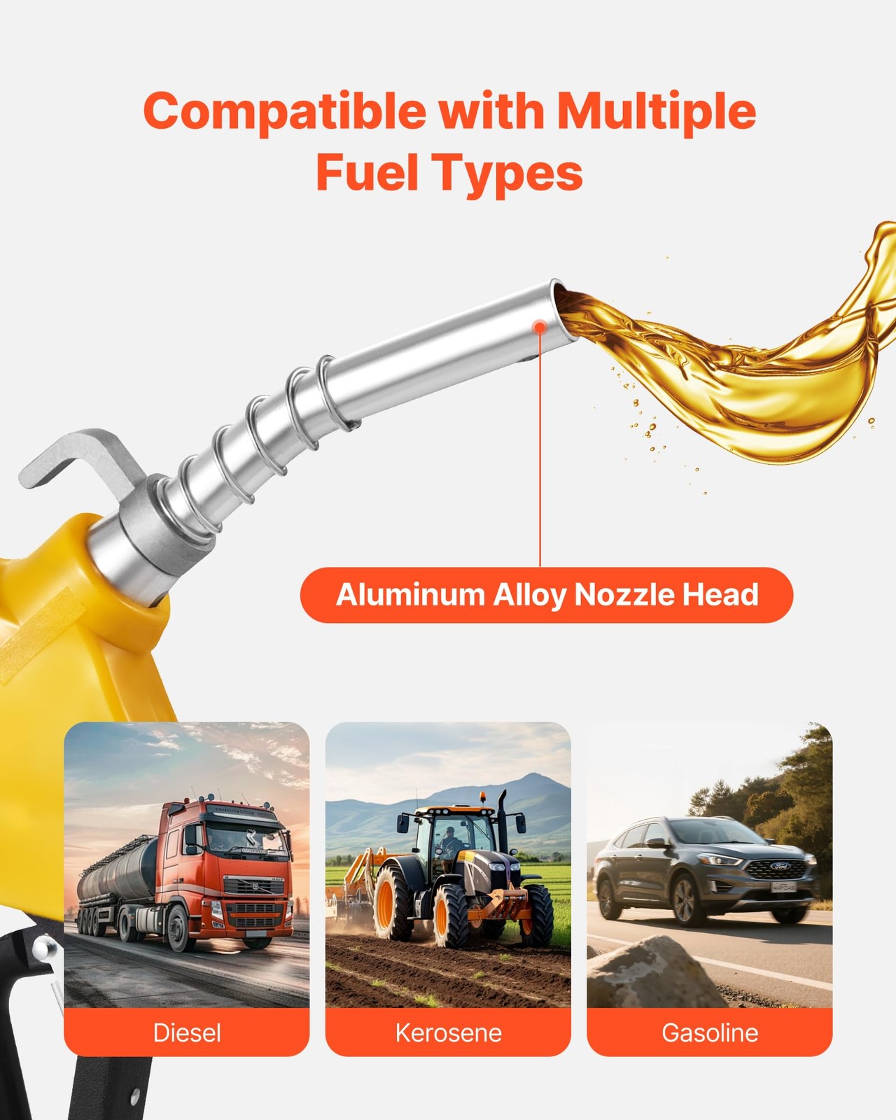 3/4-Inch NPT Automatic Fuel Nozzle with Swivel, Max Flow Rate 11.8 GPM, Auto Shu