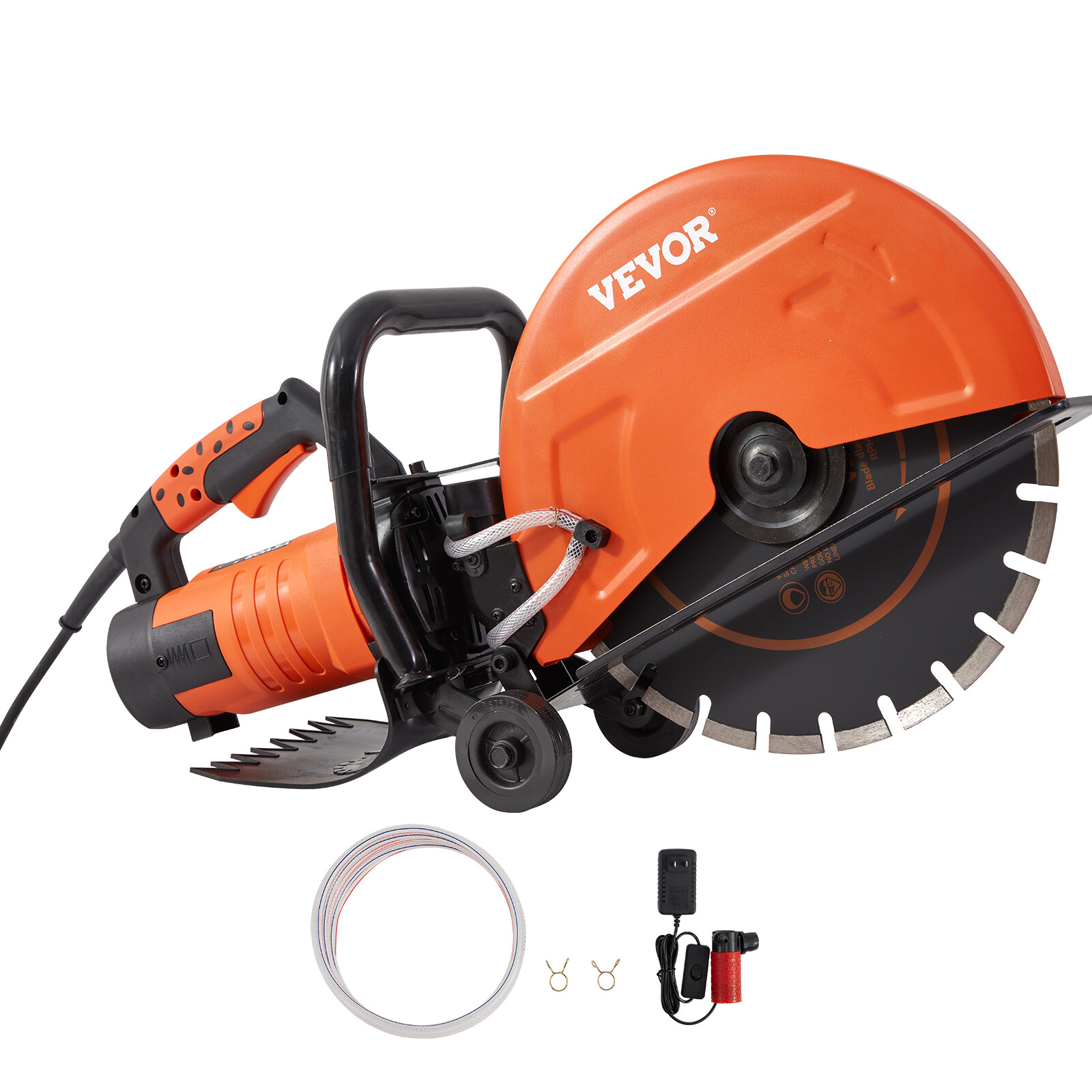 VEVOR 14» Electric Concrete Saw Wet/Dry Saw Cutter with Water Pump and Blade