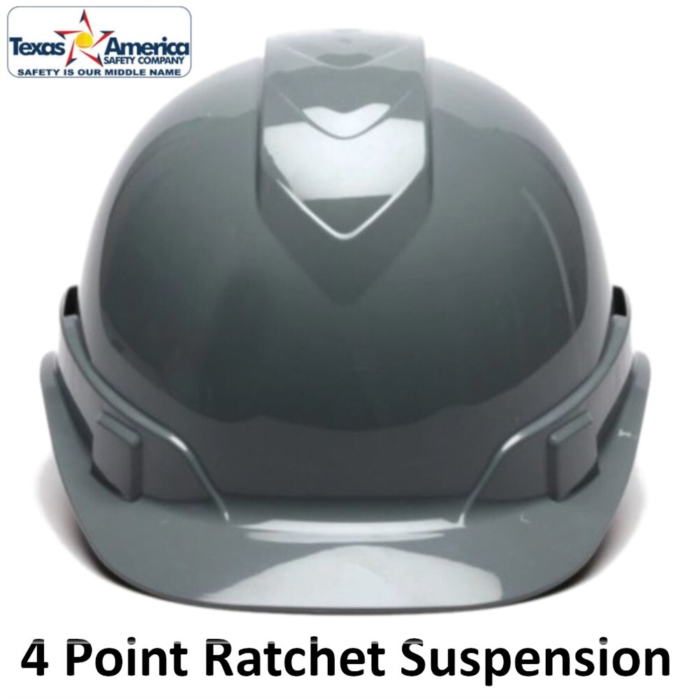 Pyramex Ridgeline 4 pt Cap Style Hard Hat with Ratchet Suspension – Gray
