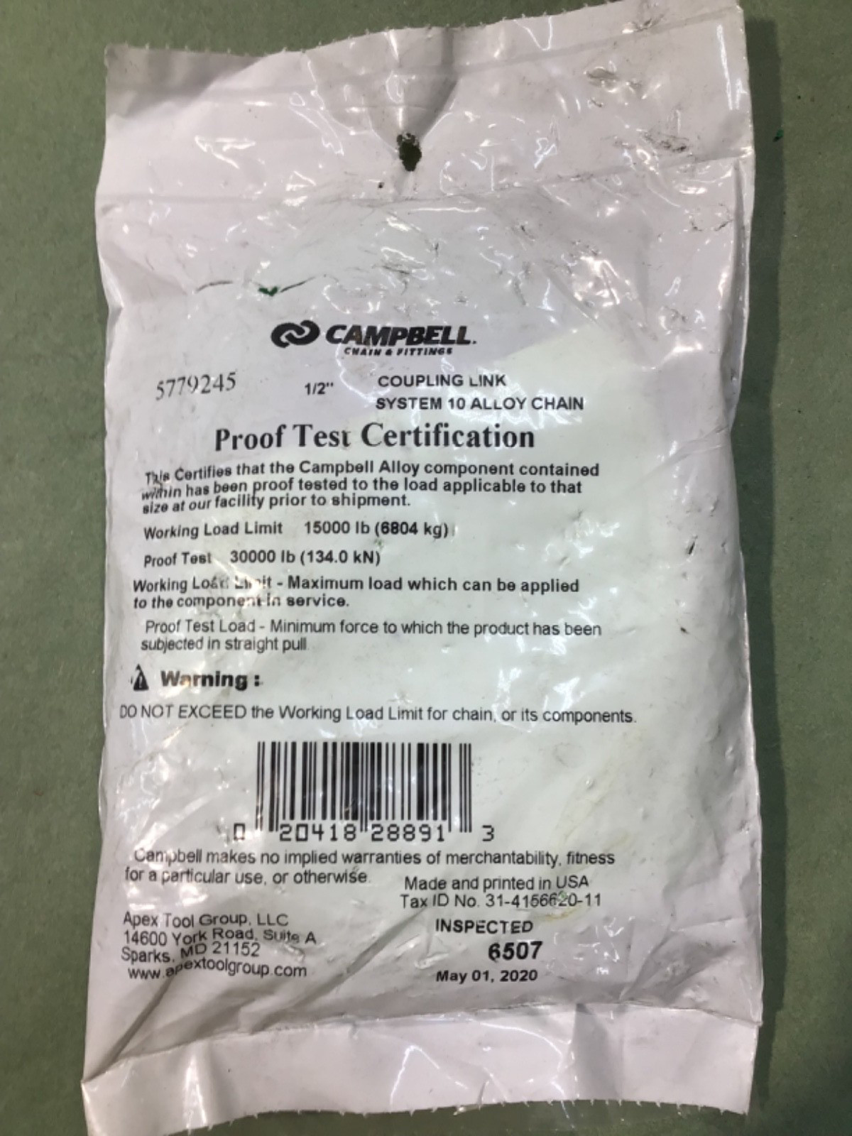 CAMPBELL CHAIN 5779245 1/2″ COUPLING LINKS (SETS OF 2) NEW IN PACKAGE