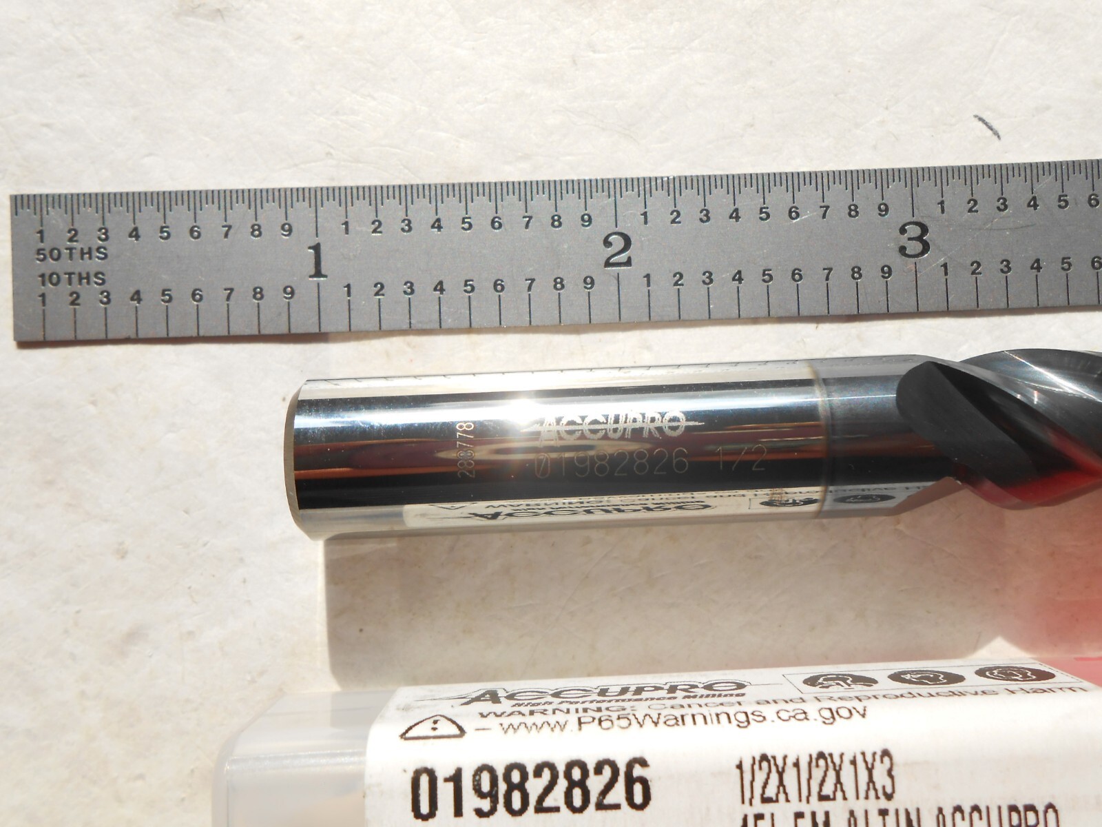 NEW ACCUPRO USA HP 1/2″ DIA. X 1″ LOC X 3″ OAL C.C. 4FL. CARBIDE SQUARE ENDMILL