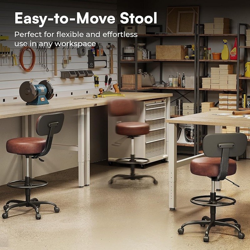 Adjustable Drafting Stool Rolling Office Chair Industrial Height Adjustable New