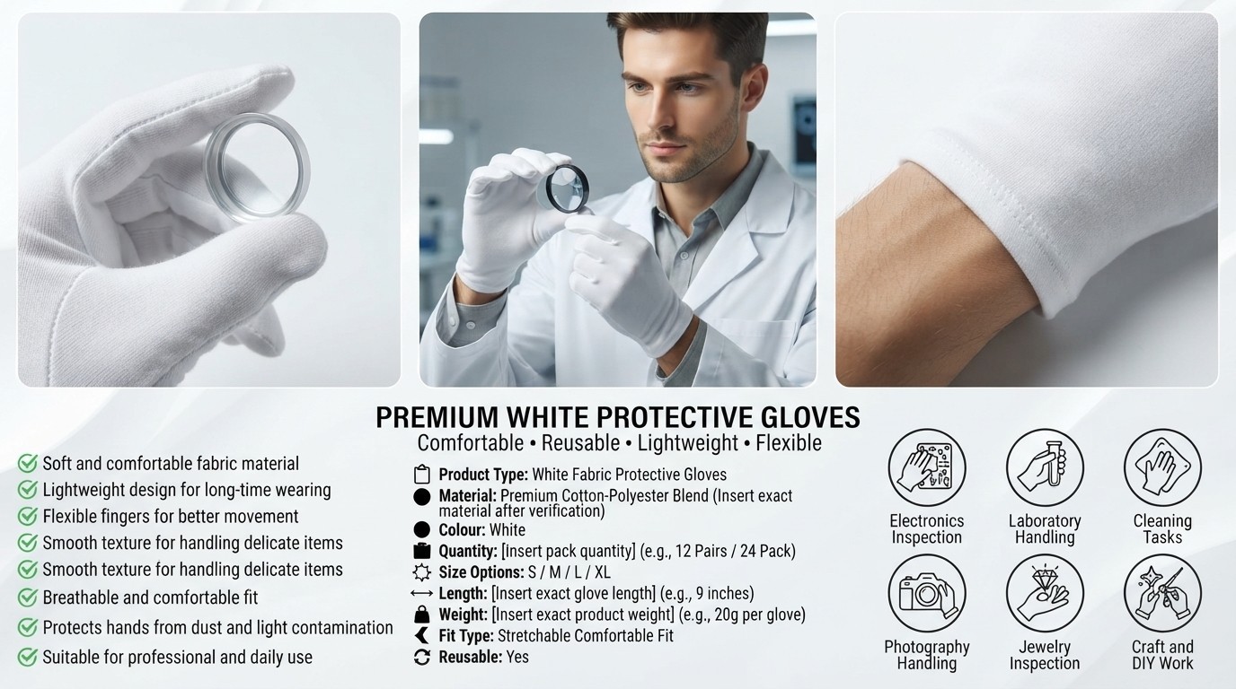 3 Pairs White Cotton Moisturizing Gloves Dry Hands Spa Sleeping Lotion Gloves