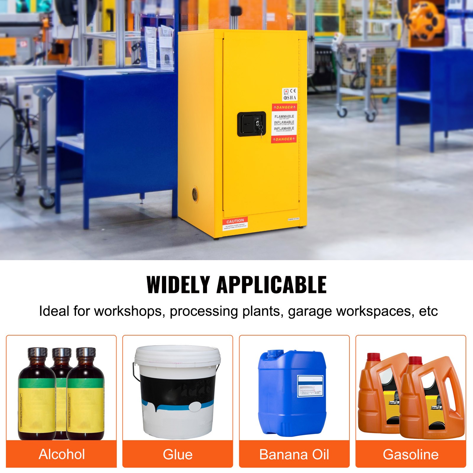 Uimoso Flammable Liquid Safety Storage Cabinet, 16 Gal, 18.1×18.1×35.4 in