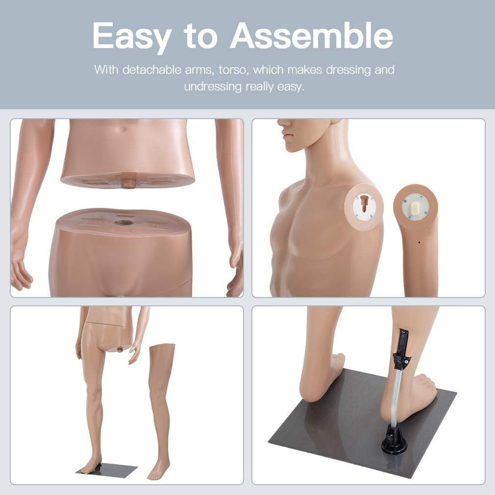 73 inch Male Mannequin Full Body Dress Form Sewing Dress Model Mannequin Stand