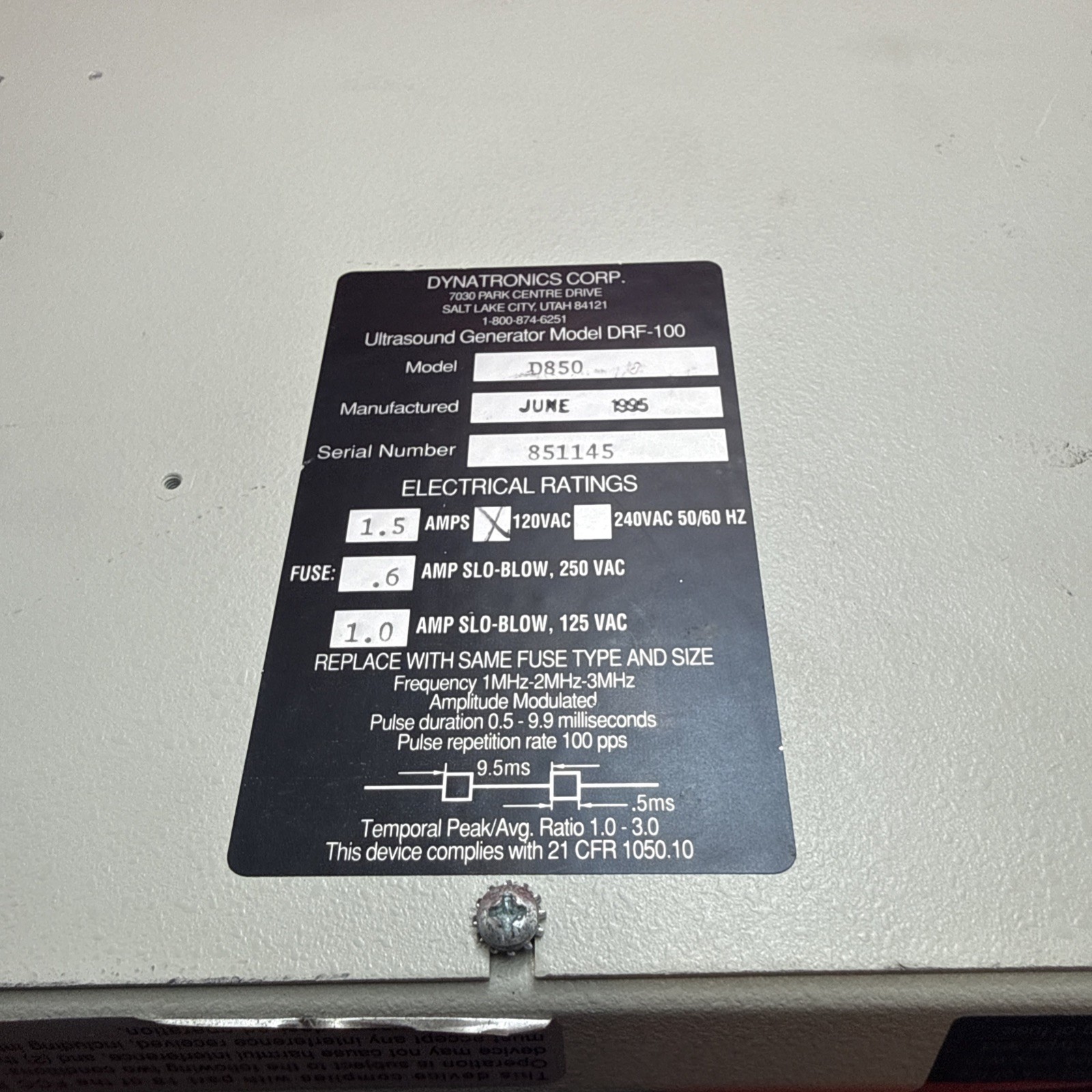 Dynatron 850 Combination Therapy Unit Ultrasound Generator DRF 100 Chiropractic