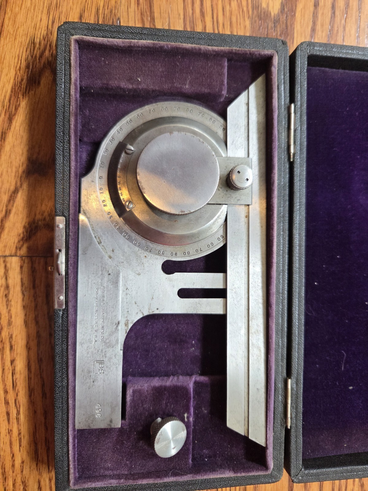 Vintage Brown & Sharpe No. 496 Vernier Bevel Protractor
