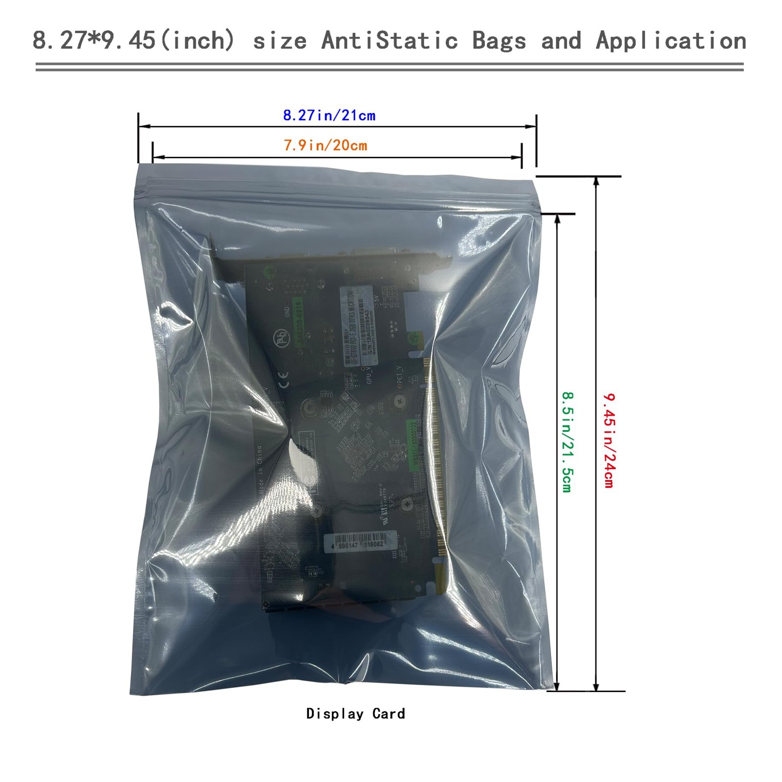 50 PCS 8.27 * 9.45 Inch Resealable ESD Bag 8.27» x 9.45», Silver/Yellow