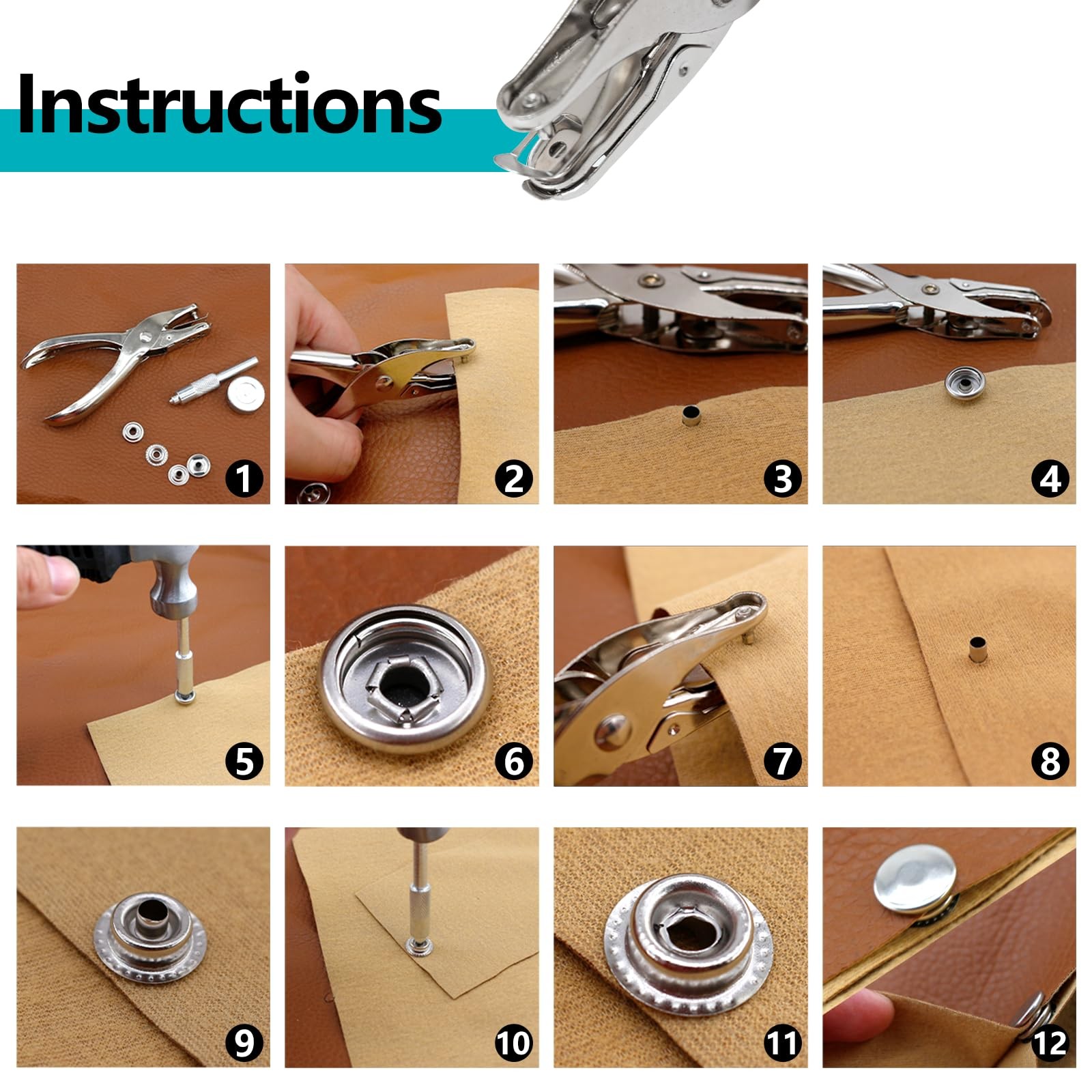 324Pcs Canvas Snap Kit Stainless Steel Screw Snaps with Setting Tool Marine Grad