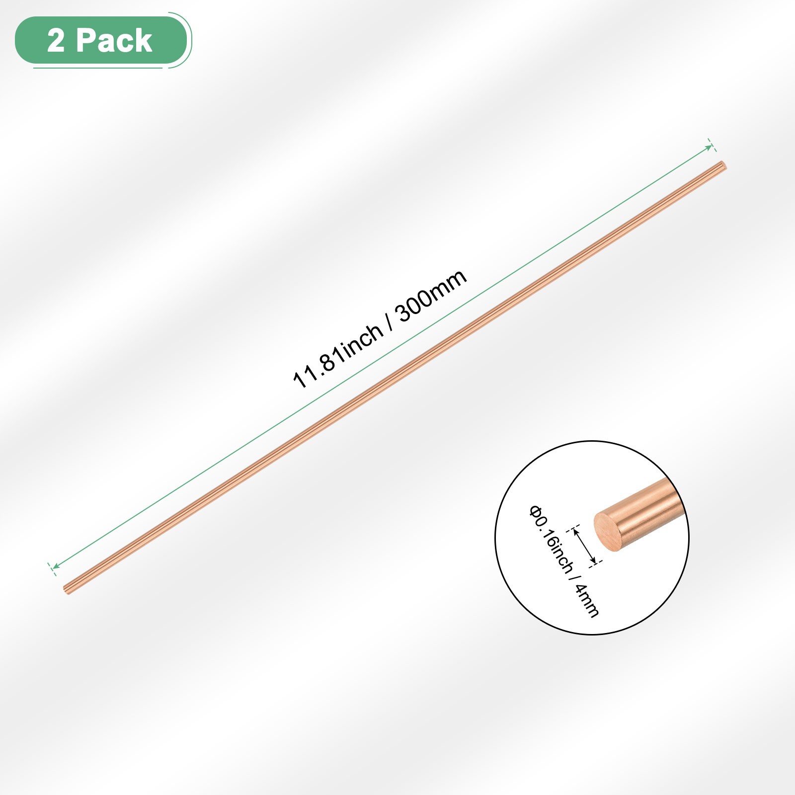 2-Pack Copper Round Rod 4mm x 300mm T2 Copper Stock