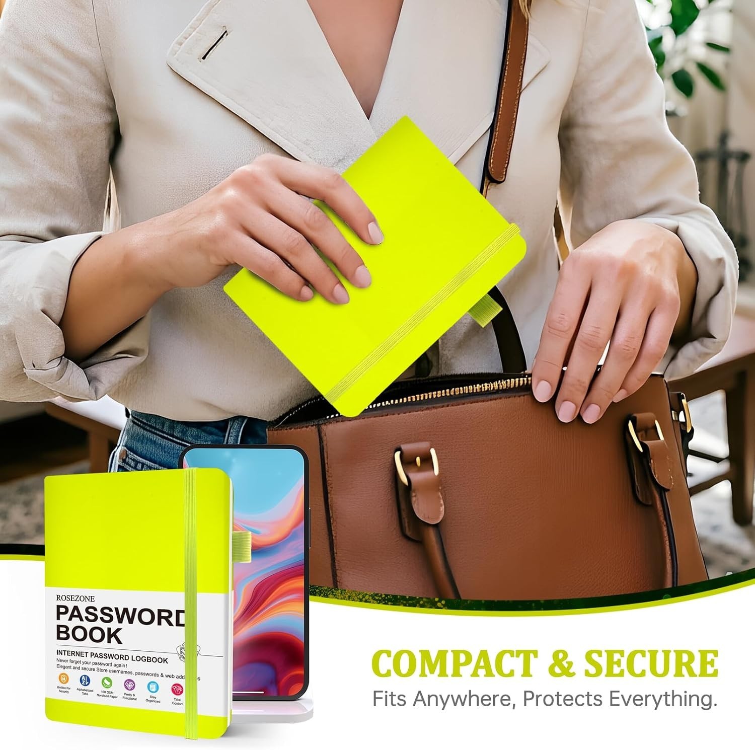 Password Book with Alphabetical tabs. 4.3″x5.7″ Internet Address Organizer Logbo