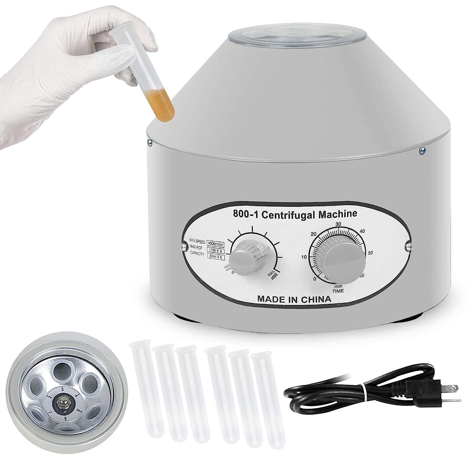 800-1 Electric Centrifuge Machine Lab Medical Practice 110V 4000 rpm 20ml x 6