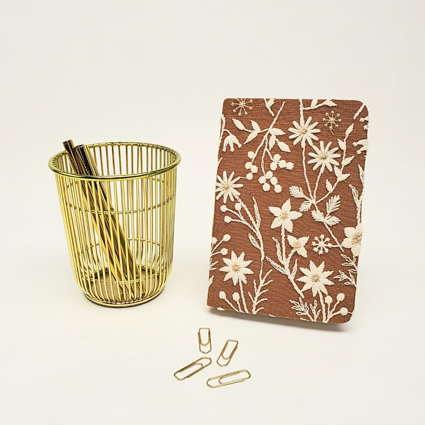 Embroidered Fabric Hardcover Journal with 192 Lined Pages, 3.75″ x 5.625″, Sw…