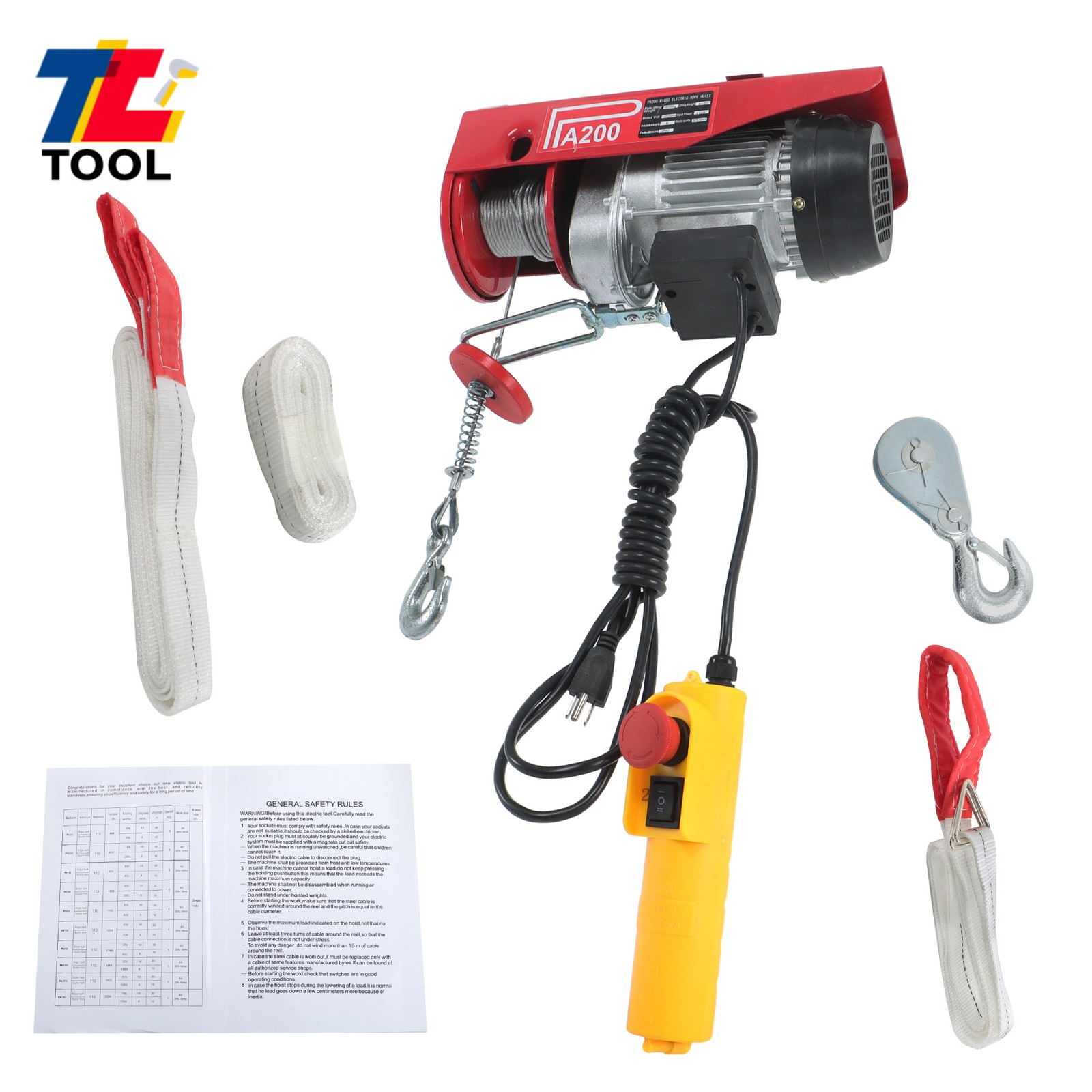 440lbs/200kg Electric Hoist 110V 510W Electric Winch 20-40ft Lifting Height