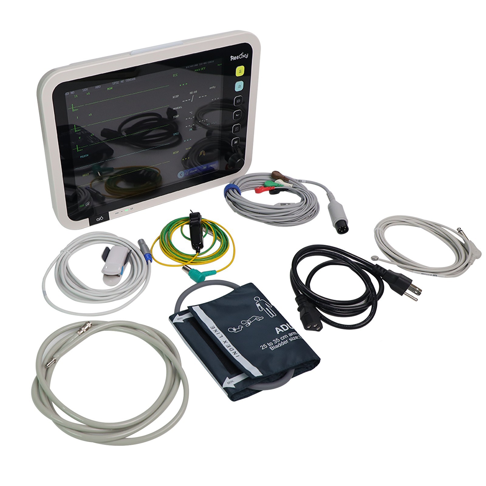 12-Inch Patient Vital Signs Monitor Multi-Parameter ECG/NIBP/TEMP/RESP/SPO2/PR