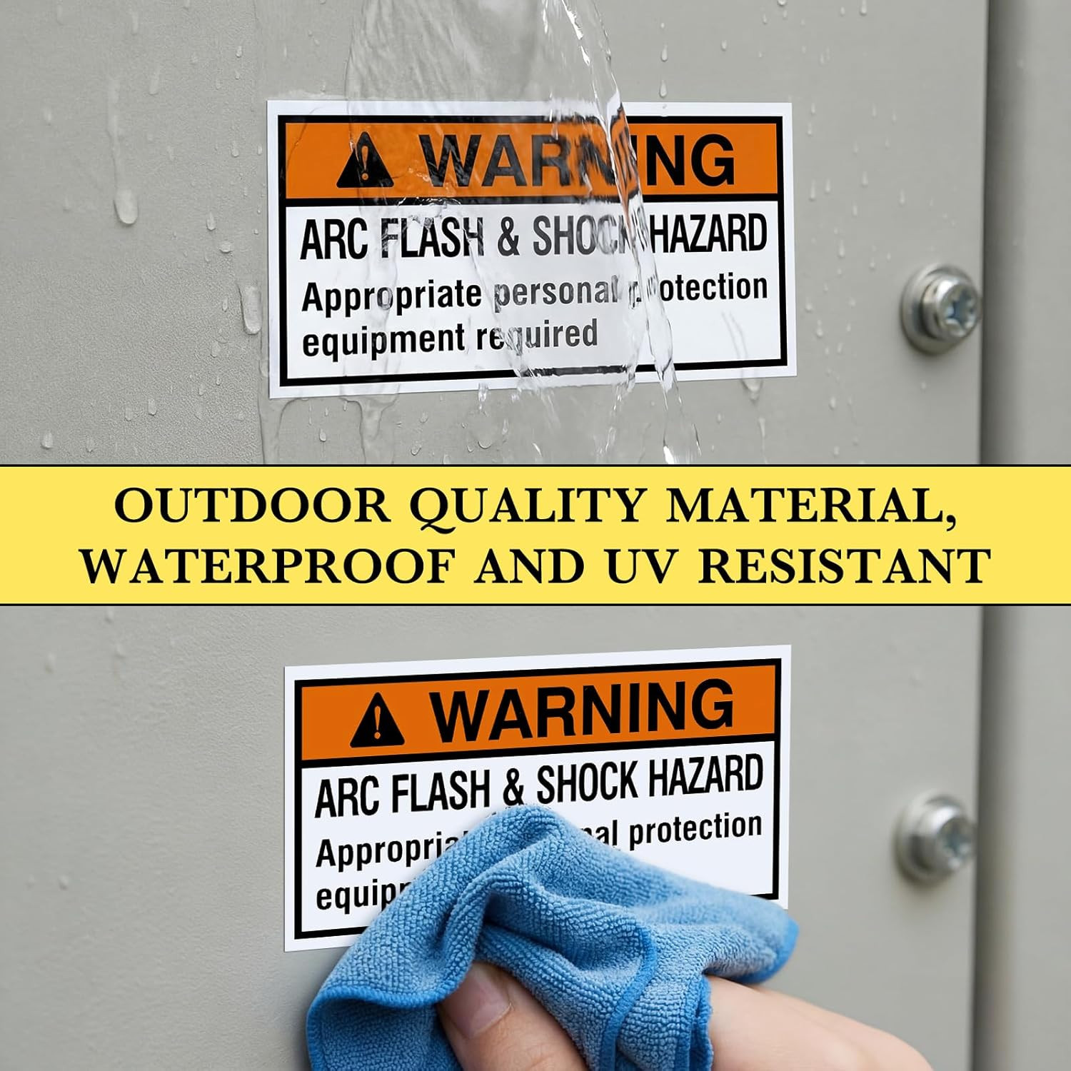 100 PCS Arc Flash Hazard Labels – Waterproof UV Resistant Stickers, 4×2 Inches