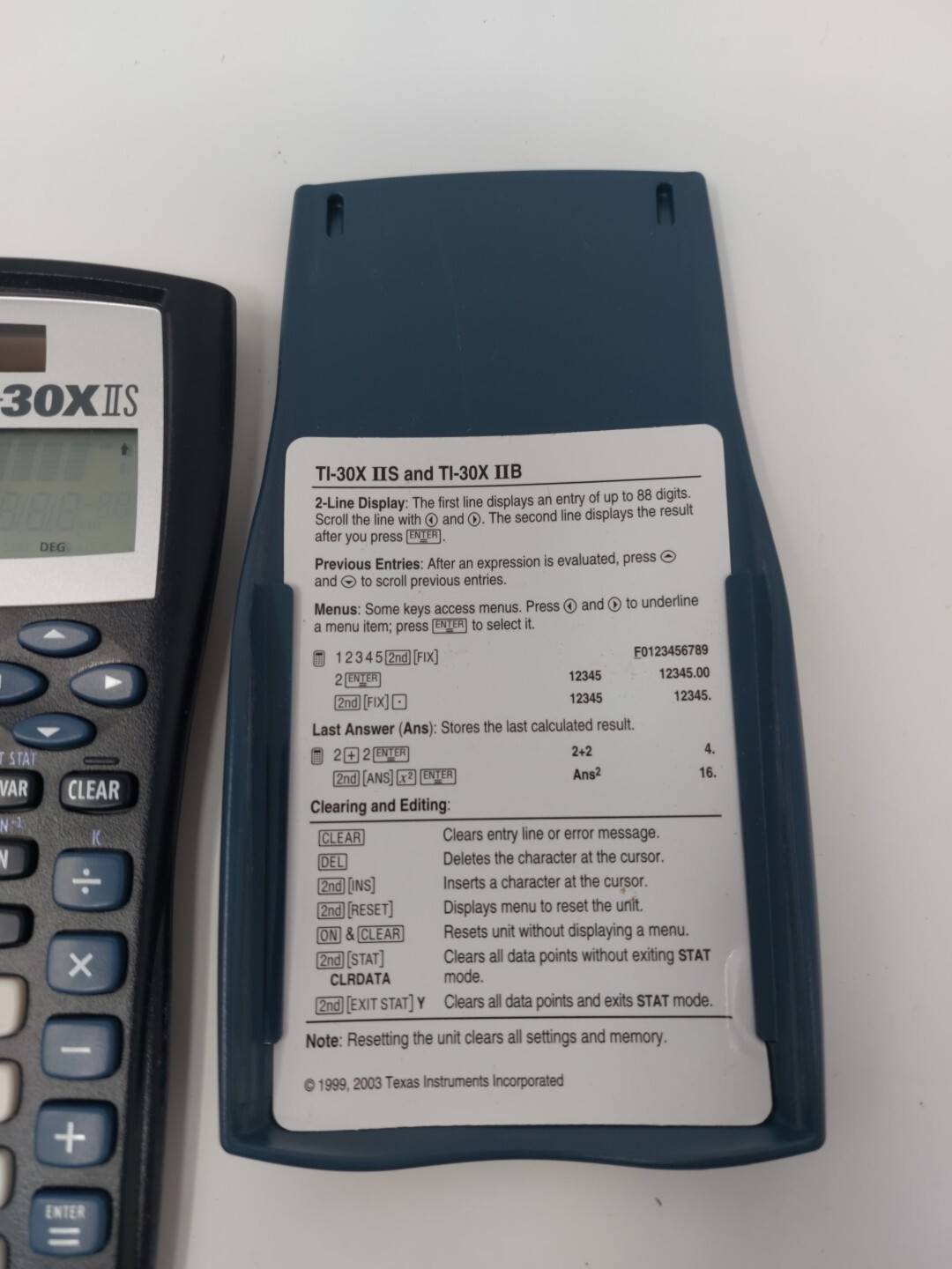 Texas Instruments TI-30X IIS Scientific Calculator Solar W/ Blue Cover